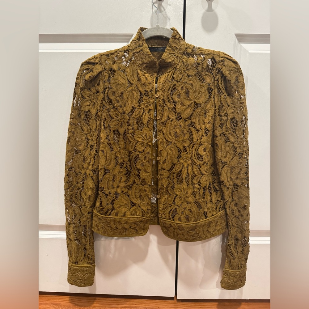 Zara Women's Lace Jacket ZW Collection with Balloon Sleeves